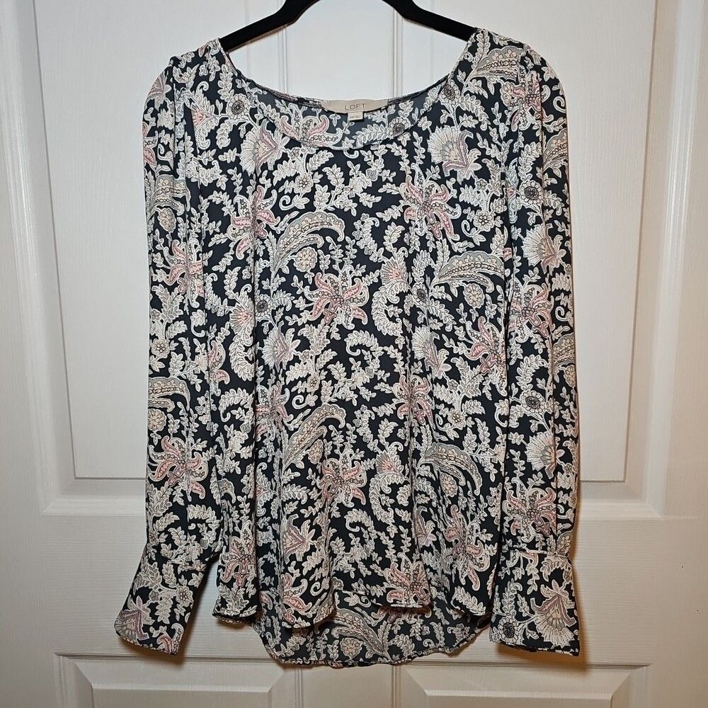 Women's Loft Black And Tan Design Blouse XXS